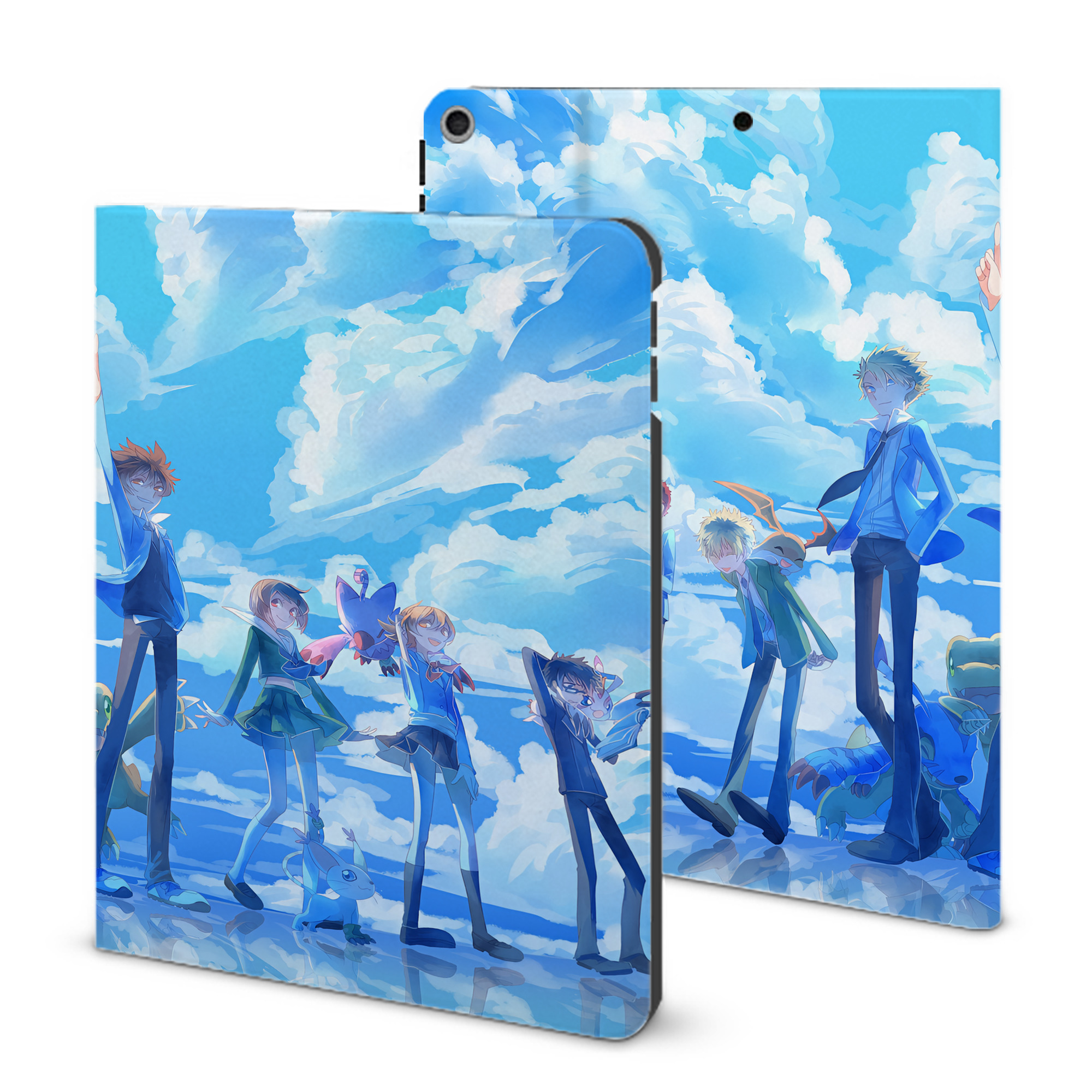 （画像用） Digimon デジタルモンスター/デジモン IPad ケース ブック型 PUレザー TPU 耐衝撃 軽量 薄型 ペン収納なし 全面保護 IPad 各モデル対応